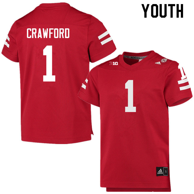 Youth #1 Decoldest Crawford Nebraska Cornhuskers College Football Jerseys Sale-Scarlet - Click Image to Close